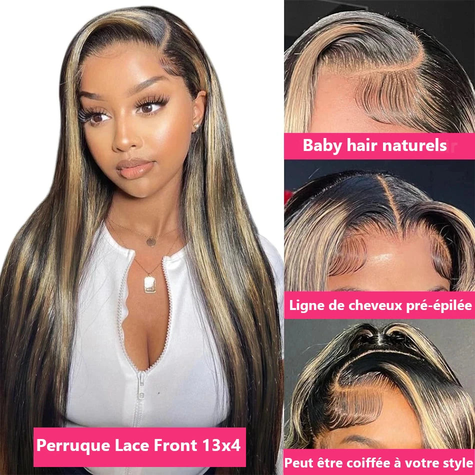 13x4 HD Cheveux humain Brésilien couleur dentelle frontale